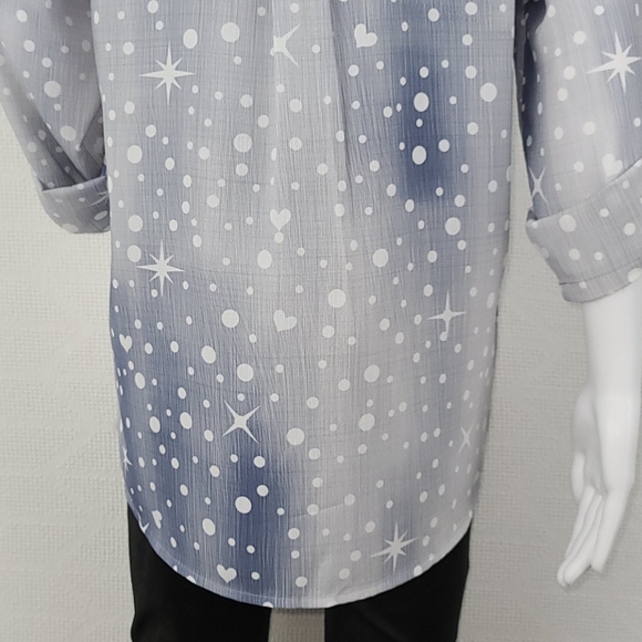 FLORYDAY Heart & Star Print Button Up Top - Picture 9 of 13
